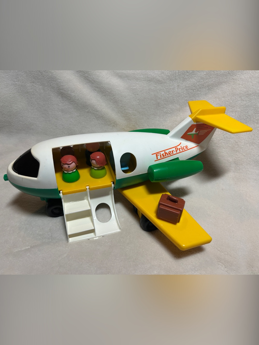 Fisher-Price White, Green & Yellow Play Airplane with Passengers